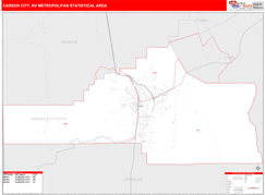 Carson City Metro Area Digital Map Red Line Style